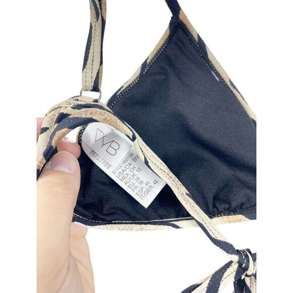 VYB Black Brown Tiger Stripe Swim Bikini Top Womens Small New - Picture 4 of 4